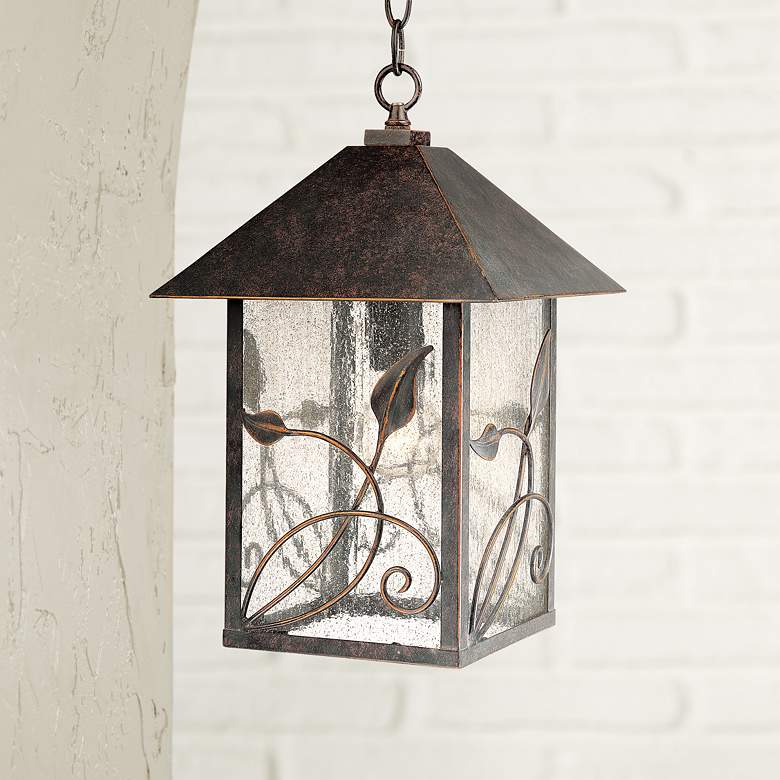Image 1 French Garden 15" High Bronze Outdoor Hanging Light