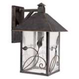French Garden 15&quot; High Seeded Glass and Bronze Outdoor Wall Light
