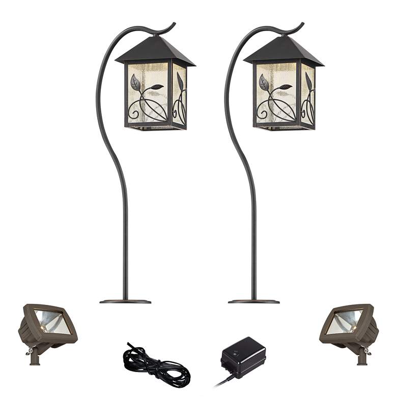 Image 1 French Garden Bronze 6-Piece LED Path and Flood Light Set