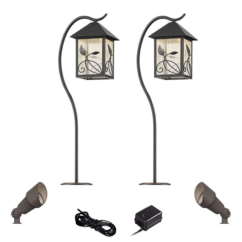 Image 1 French Garden Bronze 6-Piece LED Path and Spot Light Set