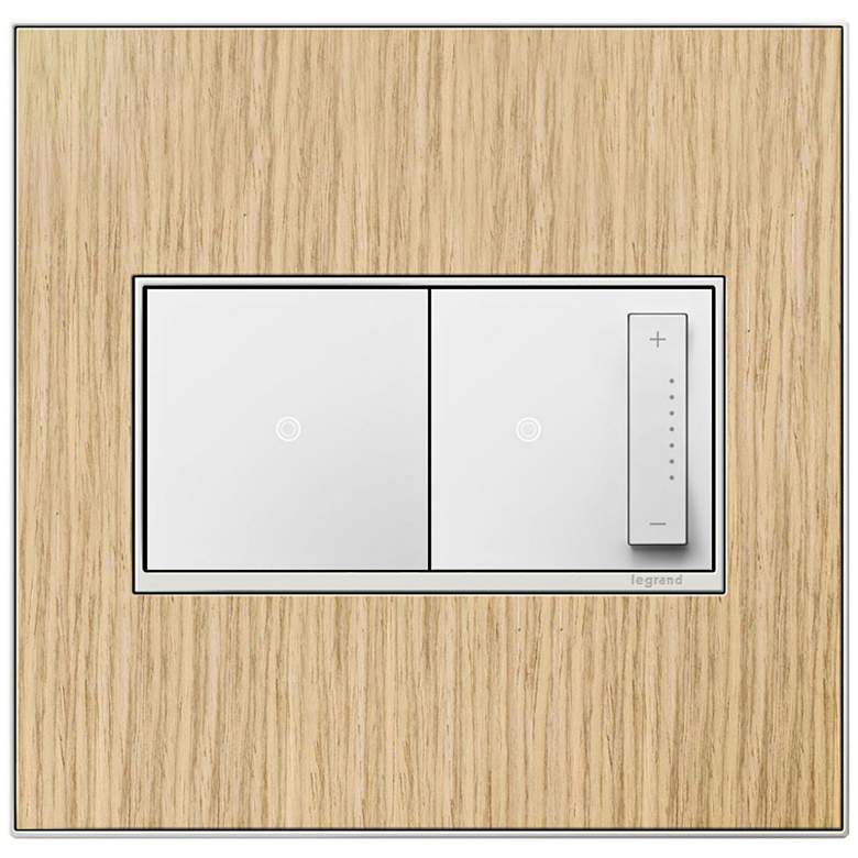 Image 1 French Oak 2-Gang Real Metal Wall Plate w/ Switch and Dimmer