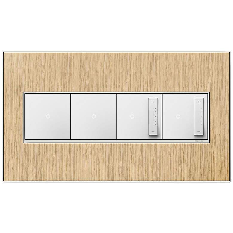 Image 1 French Oak 4-GangMetal Wall Plate w/ 2 Switches and 2 Dimmers