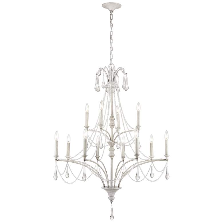 Image 1 French Parlor 36" Wide 12-Light Chandelier - Vintage White