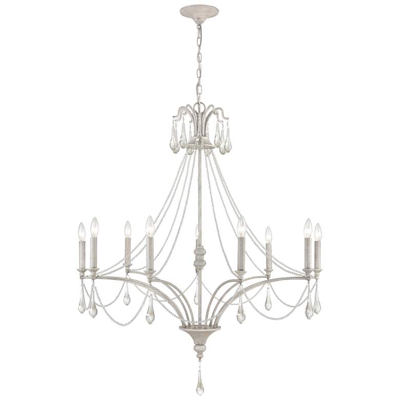 Image 1 French Parlor 38 inch Wide 9-Light Chandelier - Vintage White