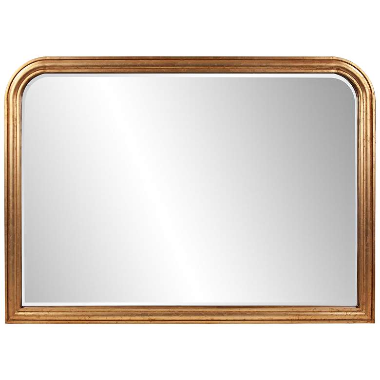 Image 3 French Philippe 48" Wide Gold Leaf Mantel Wall Mirror