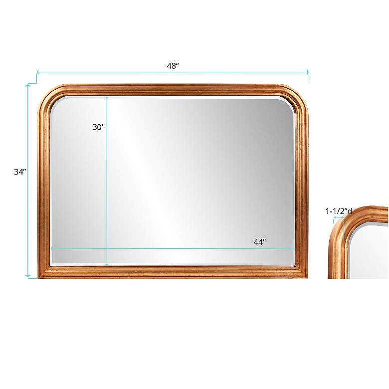 Image 6 French Philippe 48" Wide Gold Leaf Mantel Wall Mirror more views
