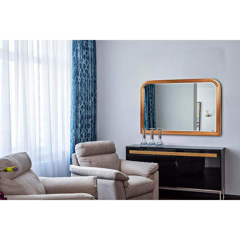 Image 7 French Philippe 48" Wide Gold Leaf Mantel Wall Mirror more views
