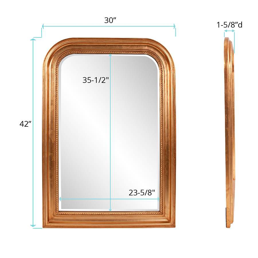 French Philippe Gold Leaf 30" x 42" Vanity Wall Mirror