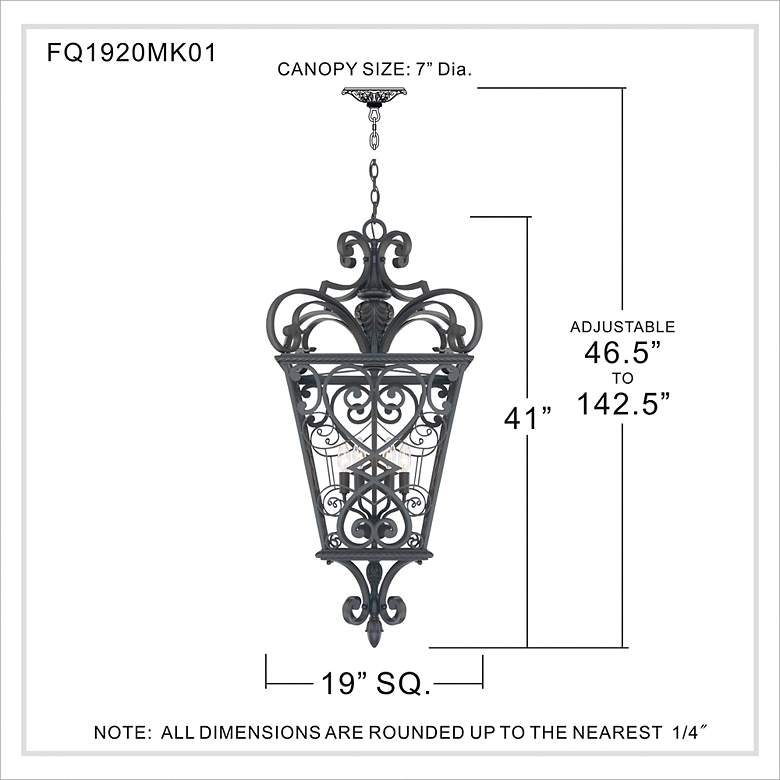 Image 6 French Quarter Marcado Black Four Light Hanging Lantern more views