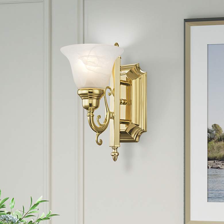 Image 1 French Regency 1-Light Polished Brass Arm Wall Sconce