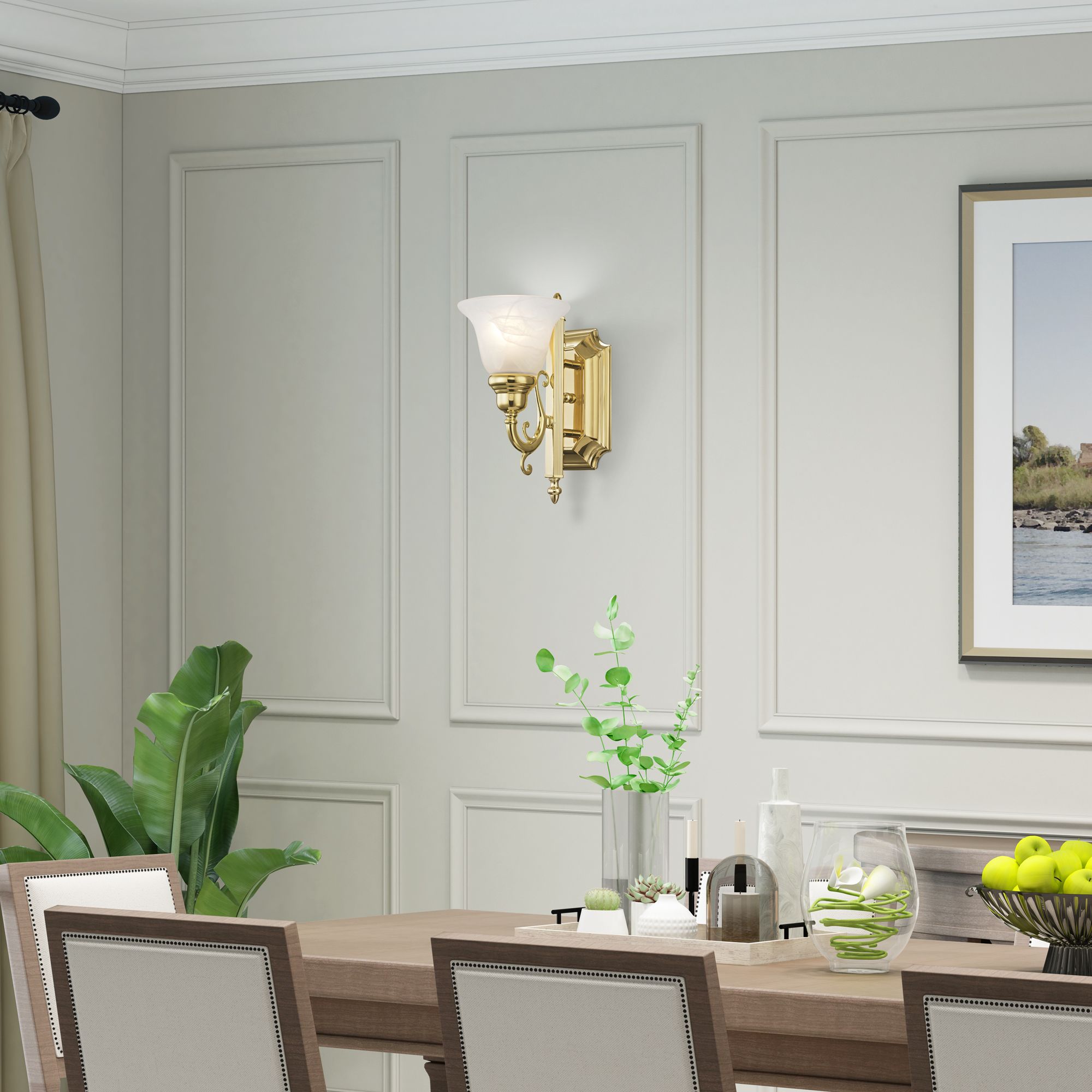 French Regency 1-Light Polished Brass Arm Wall Sconce