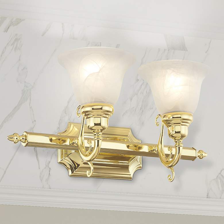 Image 1 French Regency 2 Light Polished Brass Bath Vanity