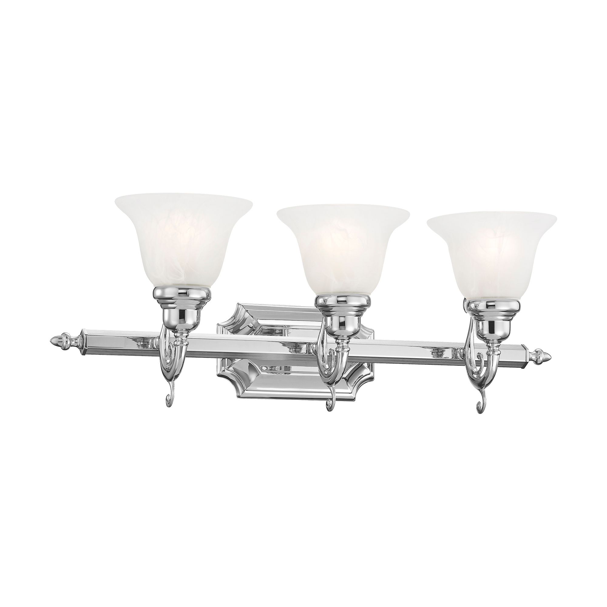 French Regency 25" Wide Polished Chrome 3-Light Bath Light