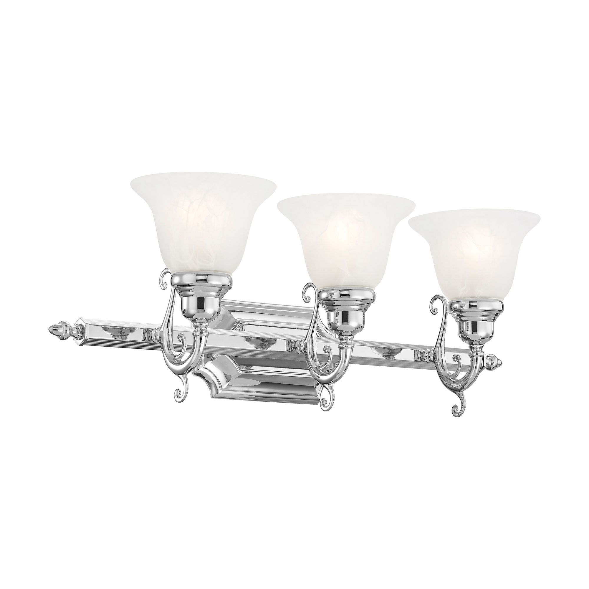 French Regency 25" Wide Polished Chrome 3-Light Bath Light