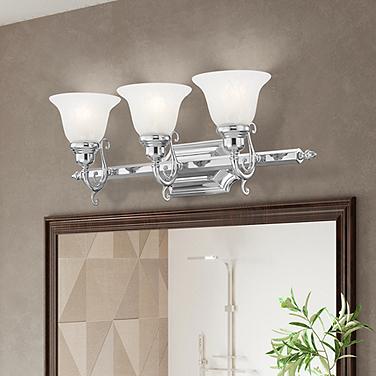 French Regency 25" Wide Polished Chrome 3-Light Bath Light