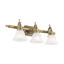 Image5 of French Regency 3-Light 9.25-in Antique Brass Bell Vanity Light more views