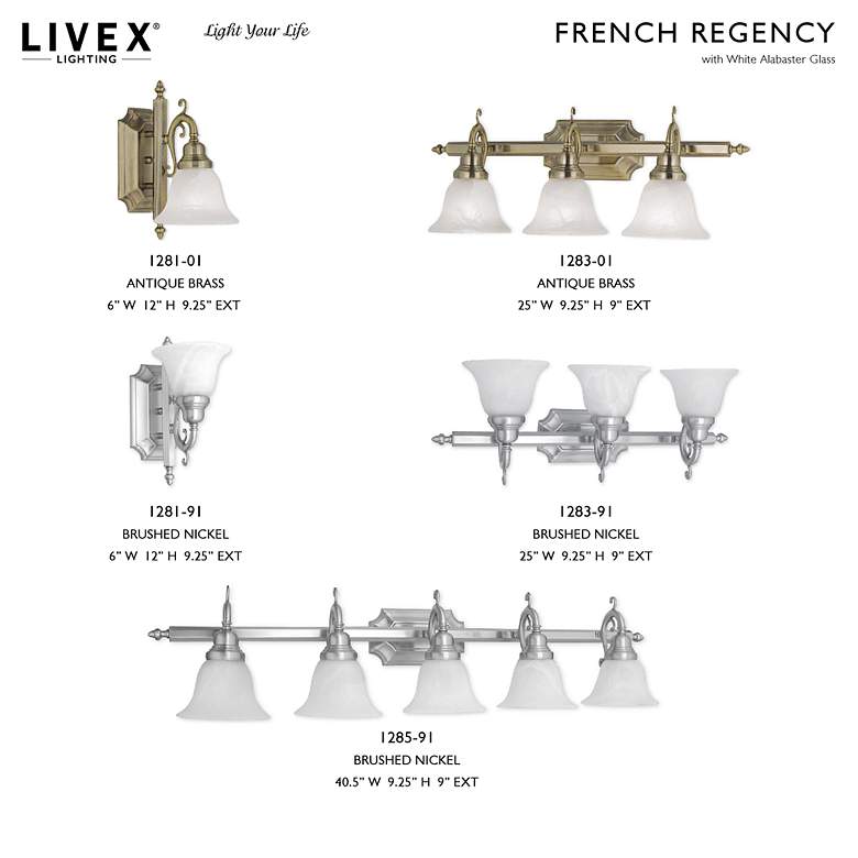 Image 7 French Regency 3-Light 9.25-in Antique Brass Bell Vanity Light more views