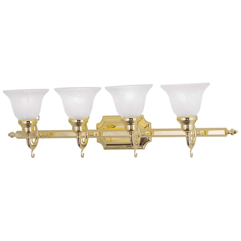 Image 1 French Regency 4-Light 9.25-in Polished Brass Bell Vanity Light