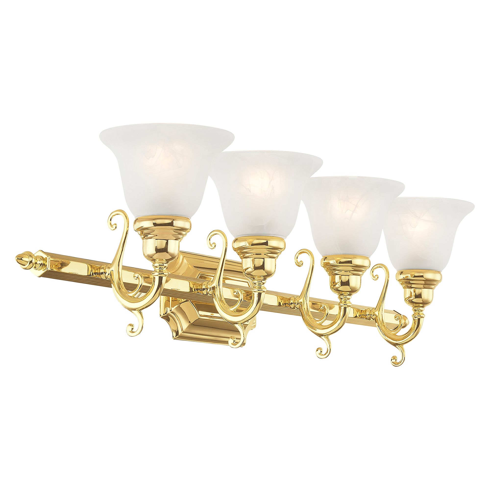 French Regency 4-Light 9.25-in Polished Brass Bell Vanity Light