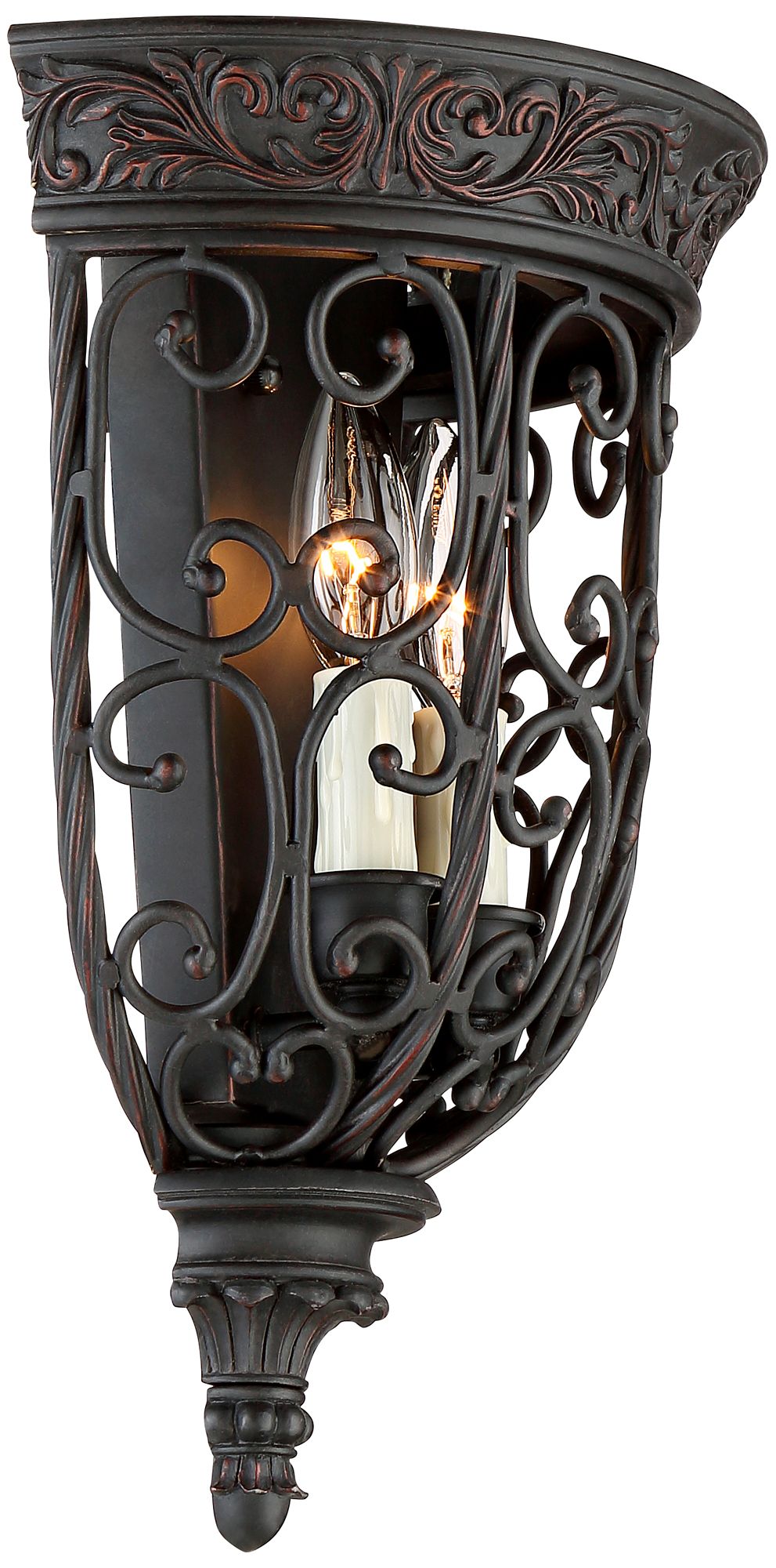 French Scroll 14 1/4" High Rubbed Bronze Wall Sconce Set of 2 - #662V4 ...