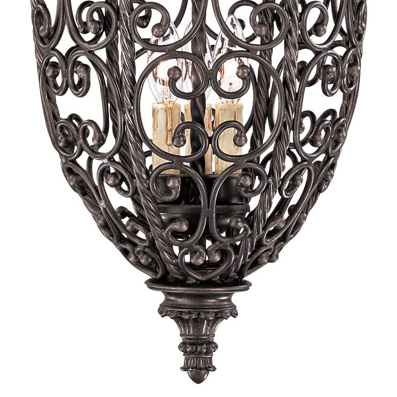 French Scroll 15 1/4&quot; Wide Three Light Iron Foyer Chandelier more views
