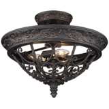 French Scroll 16 1/2&quot; Rubbed Bronze Finish Traditional Ceiling Light