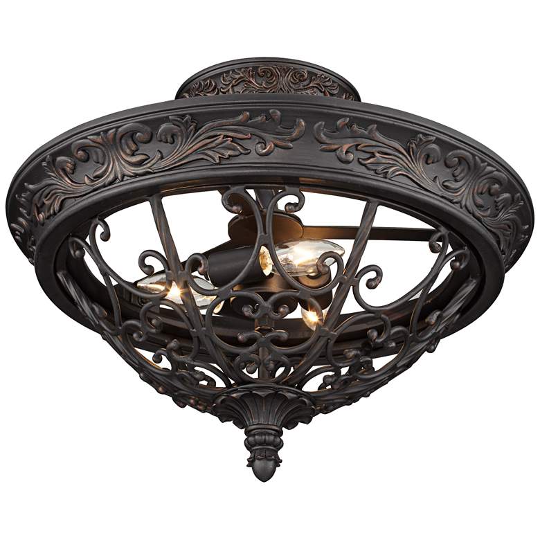 Image 7 French Scroll 16 1/2 inch Rubbed Bronze Finish Traditional Ceiling Light more views