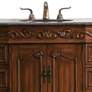 French Scroll 48" Single Sink Teak and Granite Bathroom Vanity in scene