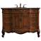 French Scroll 48" Wide Teak Wood 2-Door Single Sink Vanity