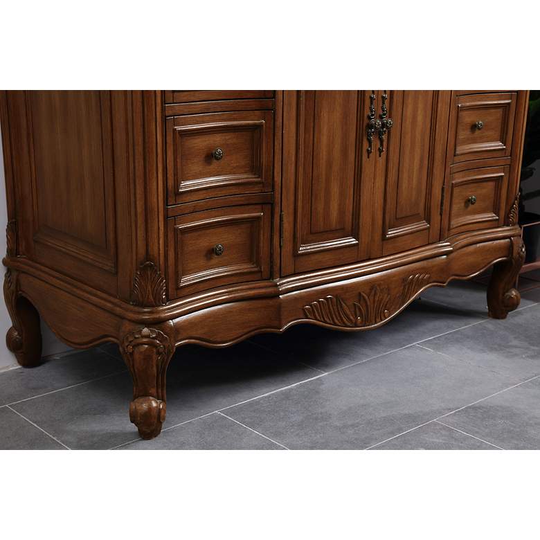 Image 5 French Scroll 48" Wide Teak Wood 2-Door Single Sink Vanity more views