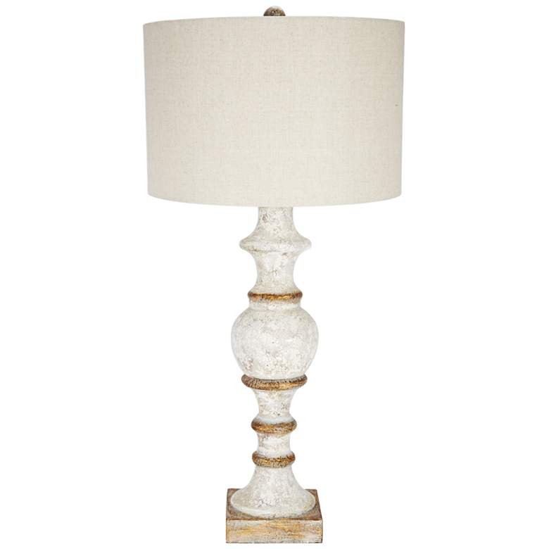 Image 1 French White and Gold Trim Spindle Table Lamp
