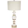 French White and Gold Trim Spindle Table Lamp
