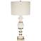 French White and Gold Trim Spindle Table Lamp