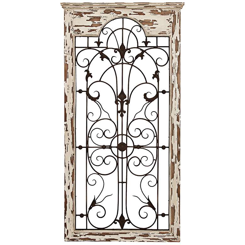 Image 1 French Windows 51" High Wood and Metal Wall Art