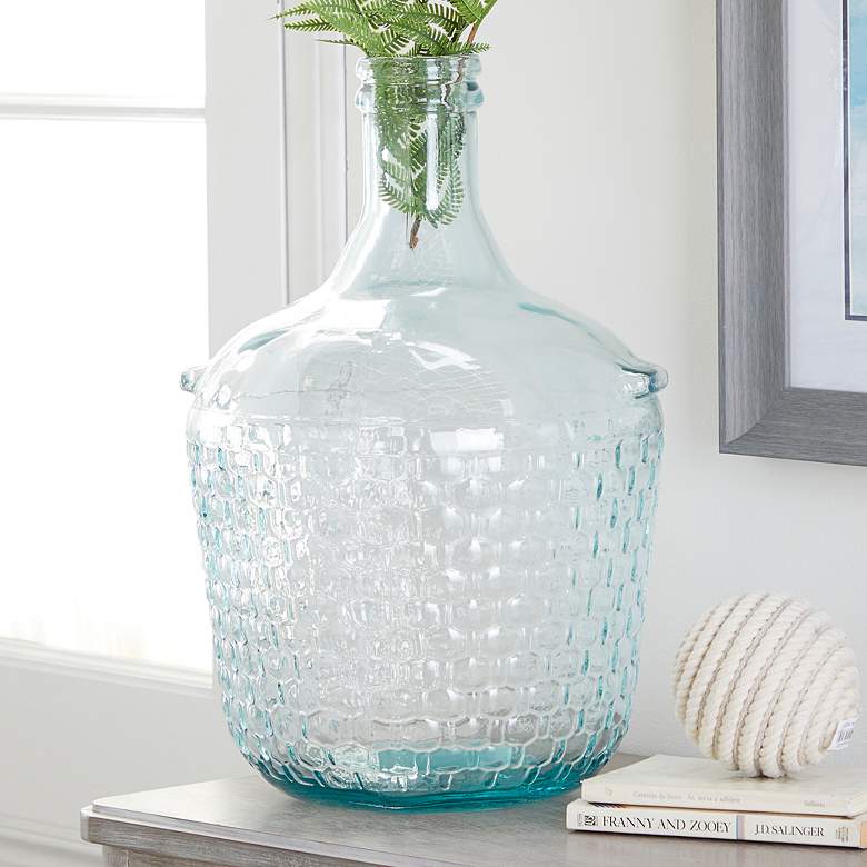 Image 1 Fresco Blue Glass 17" High Decorative Bottle-Shaped Vase