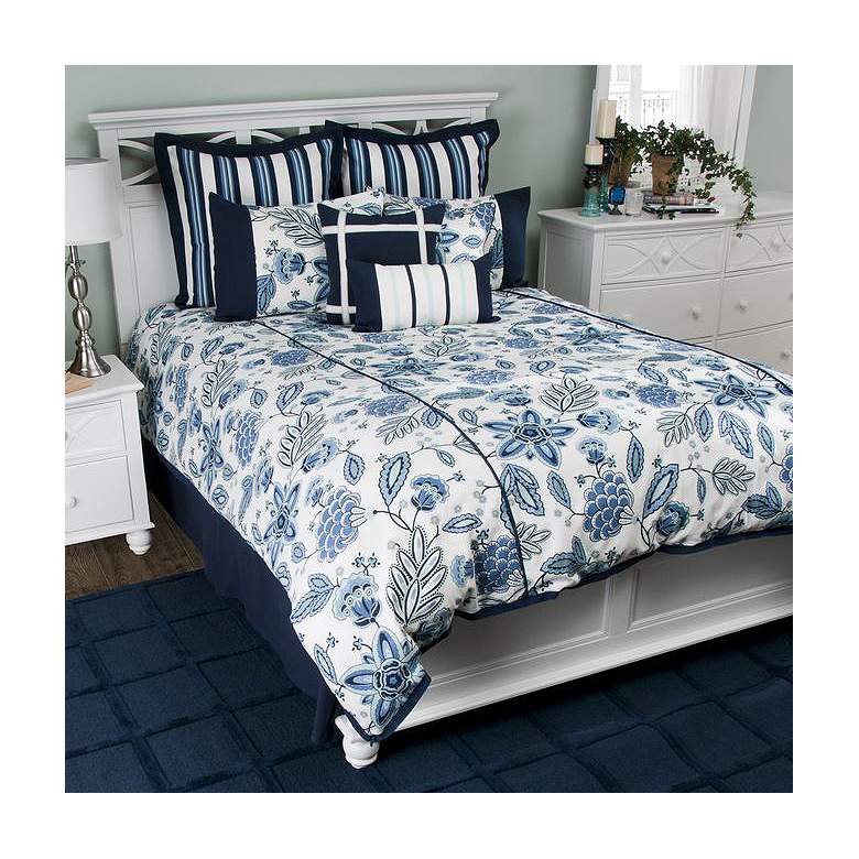 Image 1 Fresh Air Navy 3-Piece Floral Queen Comforter Bedding Set