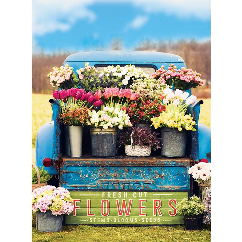 Image 1 Fresh Flowers 40" High All-Weather Outdoor Canvas Wall Art