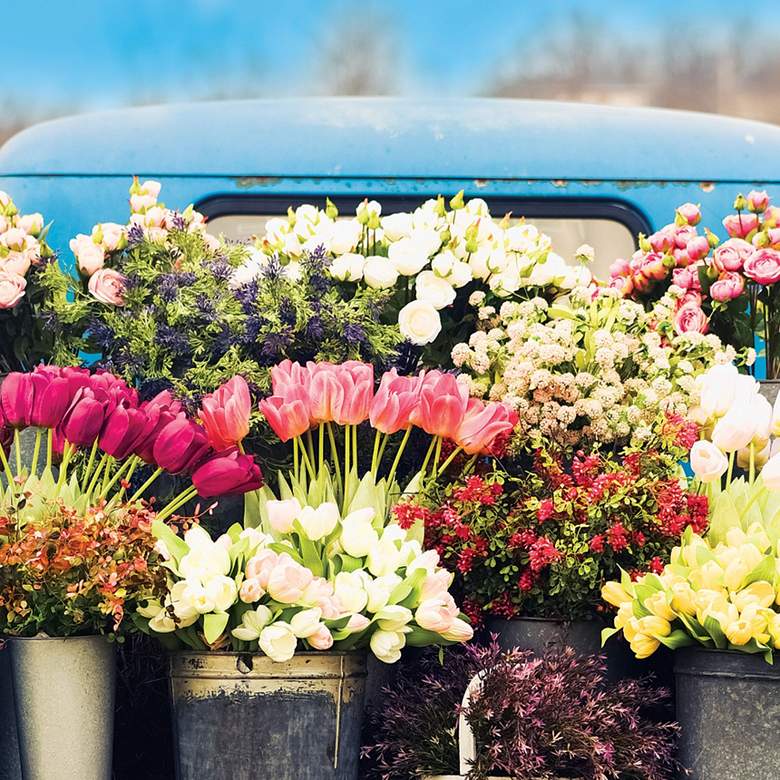 Image 2 Fresh Flowers 40" High All-Weather Outdoor Canvas Wall Art more views