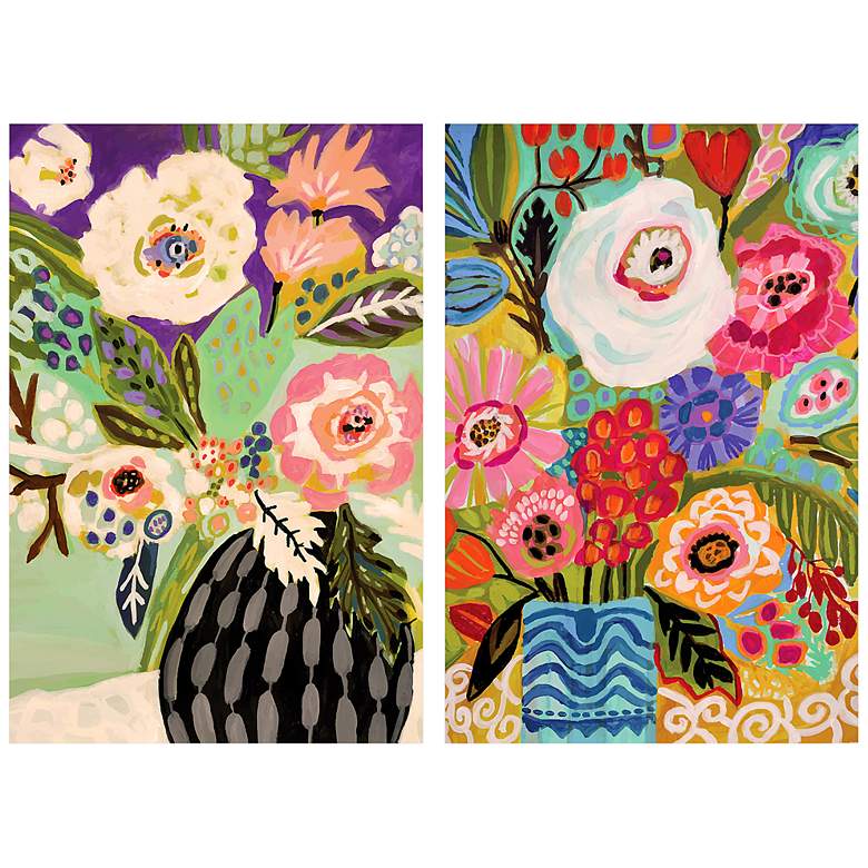 Image 3 Fresh Flowers in Vase 48" High 2-Piece Glass Wall Art Set