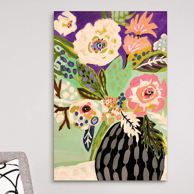 Image 2 Fresh Flowers in Vase I 48" High Tempered Glass Wall Art
