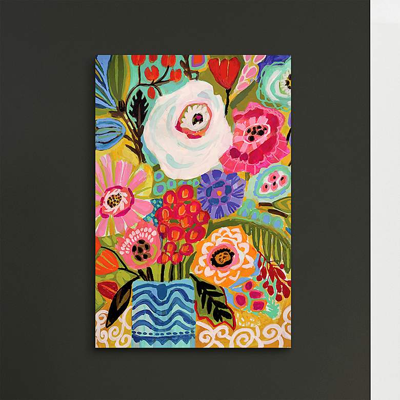 Image 1 Fresh Flowers in Vase II 48" High Tempered Glass Wall Art