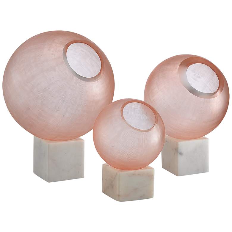 Image 2 Fresno Pale Pink and White Orb Sculptures Set of 3