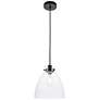 Frey 10 1/2" Wide Black and Clear Glass Dome Mini Pendant in scene