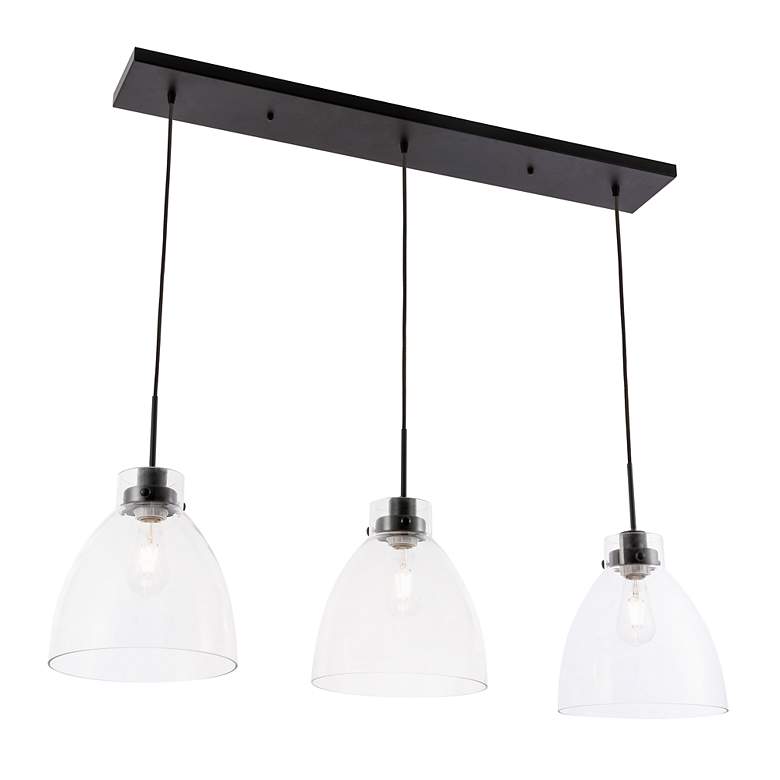 Image 5 Frey 42 3/4" Wide Black 3-Light Linear Pendant more views