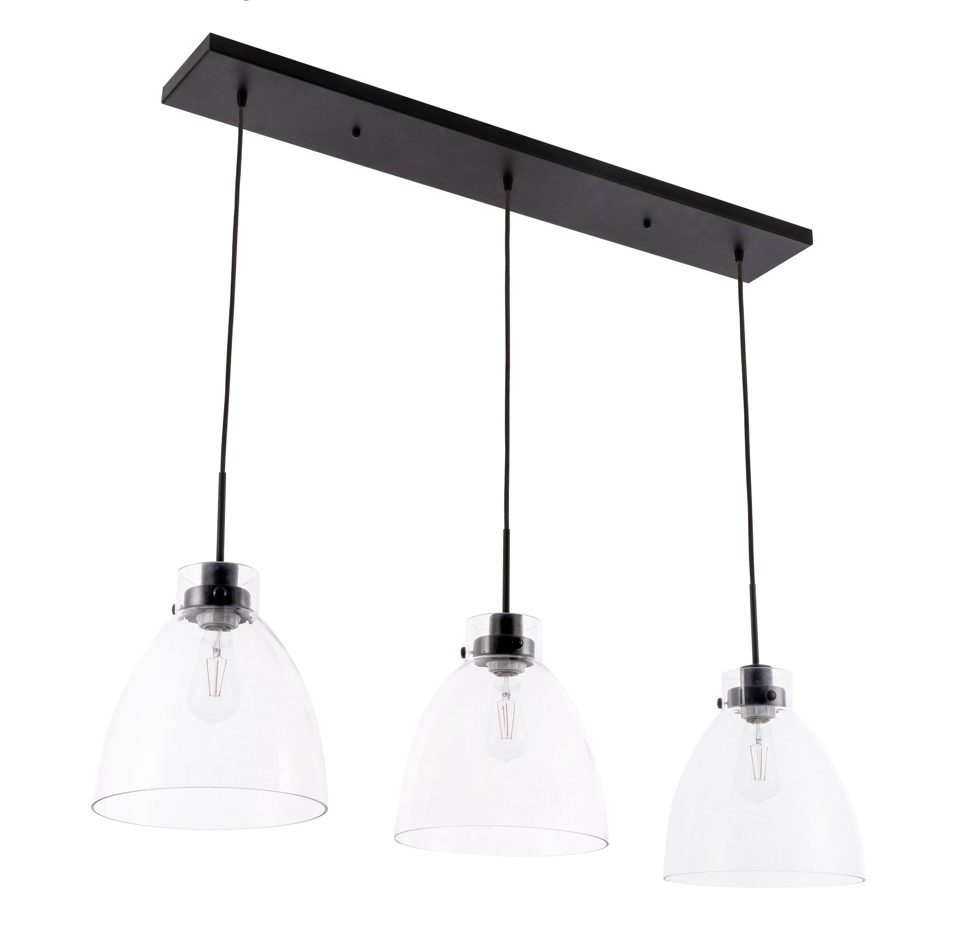 Frey 42 3/4" Wide Black 3-Light Linear Pendant in scene