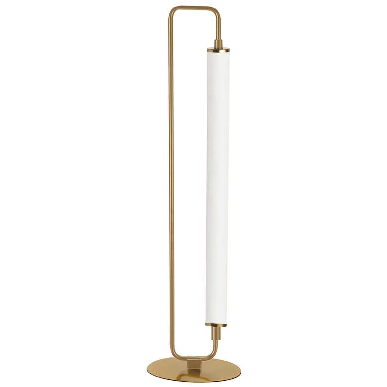 Image 1 Freya 26.5 inch High Aged Brass LED Table Lamp With White Acrylic Shade