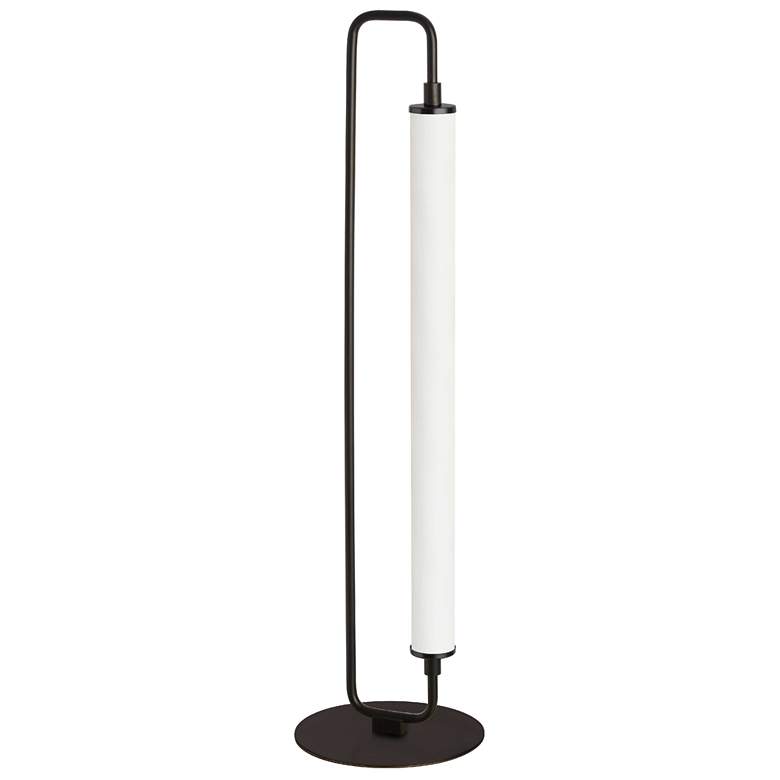 Image 1 Freya 26.5 inch High Matte Black LED Table Lamp With White Acrylic Shade
