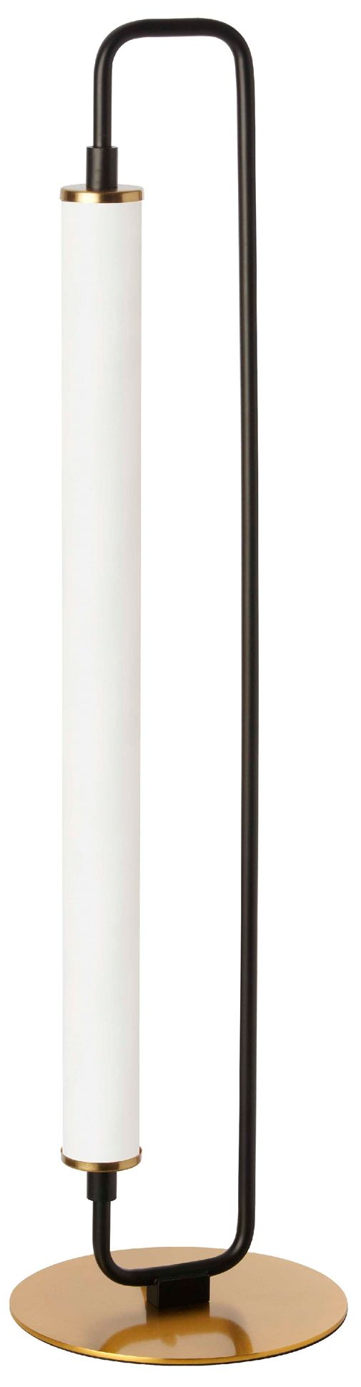 Freya 26.5"H Matte Black And Aged Brass LED Table Lamp w/ White Shade