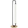 Freya 26.5"H Matte Black And Aged Brass LED Table Lamp w/ White Shade