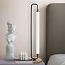 1_Freya 26.5"H Matte Black And Aged Brass LED Table Lamp w/ White Shade